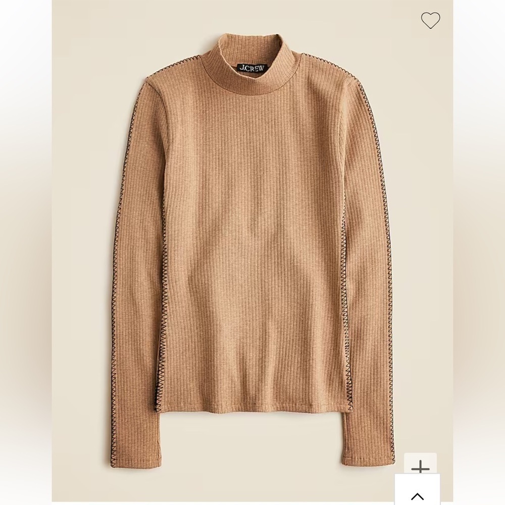 J crew heather caramel Premium rib turtleneck with whipstitch trim